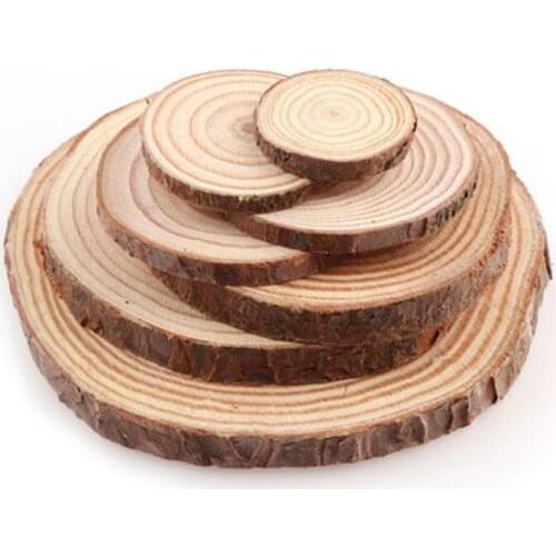 3-12cm Thick 1 Pack Natural Pine Round Unfinished Wood Slices Circles With Tree Bark Log Discs DIY Crafts Wedding Party Painting