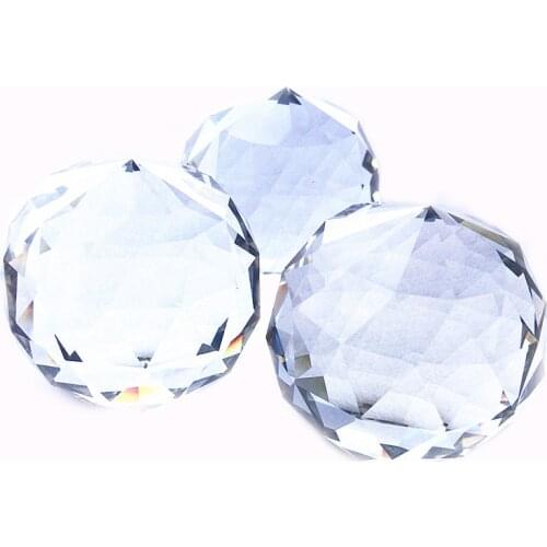 5cm Quartz Transparent Crystal Glass Faceted Ball Natural Stone Flat Feng Shui Crystals Balls Miniature Figurine Kristal Product