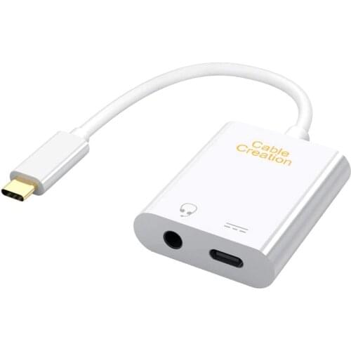 2 in 1 USB C to 3.5mm Headphone Audio Adapter with USB C Female Charging Port,Compatible for Phone Pixel 3 3XL,S9,Note 9,LG G5