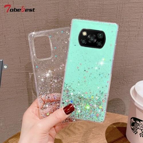Bling Glitter Silver Foil Case For Xiaomi Mi Poco X3 NFC M3 F2 Pro X2 Redmi K40 K30 Pro Coque Soft Silicone Transparent Cover