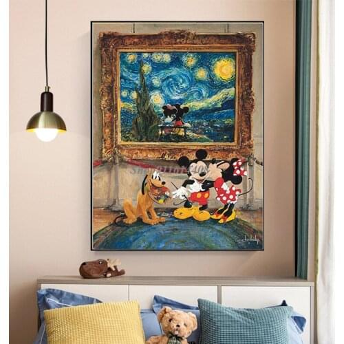 Catoon Mickey Minnie One Piece Anime Poster Picture Nursery Graffiti for Room Decor Disney Wall Art Canvas Print Canvas Painting