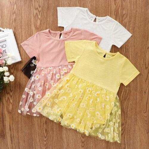 Newborn Baby Girls Knitted Romper Dasiy Jumpsuit Tutu Dress Outfits Princess Flower Tulle Dresses for Toddler Girl 0-3 Years