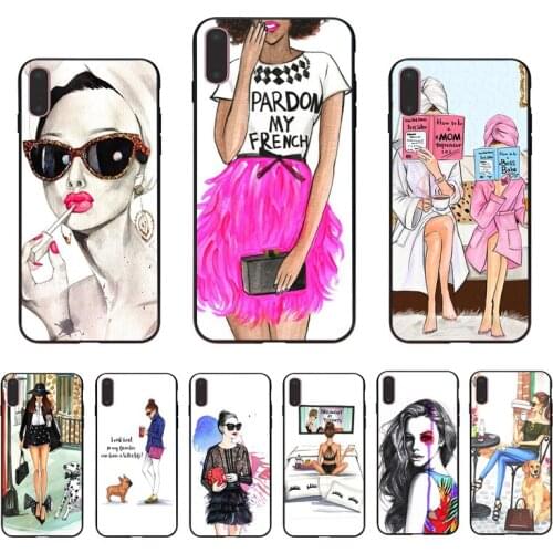 IMIDO Coffee cup Fashion Slim Mom and daughter girlfriends Silicone Phone Case Coque Cover For Iphone 7PLUS 8PLUS X XS XR XSMAX