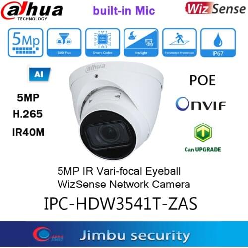 Dahua 5MP IP Camera IPC-HDW3541T-ZAS POE IR40M WizSense H.265 codec CCTV Microphone IP67 protection webcam HDW3541T-ZAS