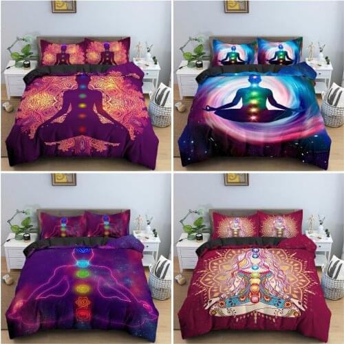 3D Print Bedding Set Meditation Duvet Covers With Pillow Cover Case Home Decor Bed Clothes Double Queen King Size Home Textile
