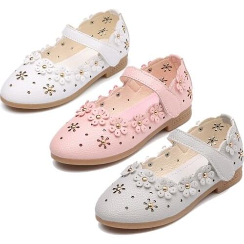 Flower Children Baby Little Girls White Leather Shoes For Girls Wedding Party Dress Shoes New 1 2 3 4 5 6 7 8 9 12 14 Years Old