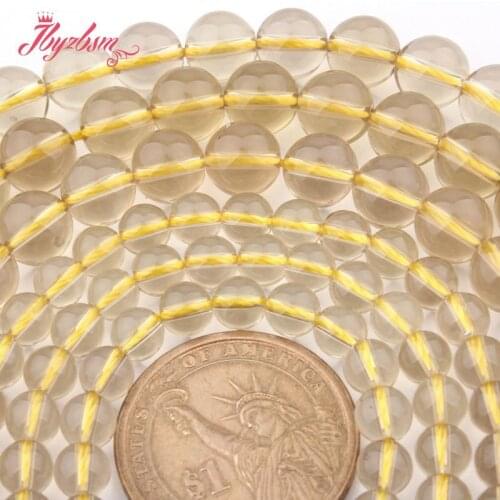 6mm 8mm Round Smooth Lemon Crystal Quartzs Natural Stone Loose Beads 15" for DIY Women Men Necklace Bracelets Jewelry Making