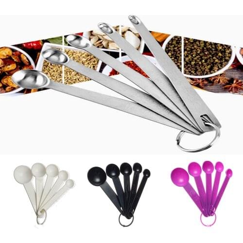 5 Pcs/Set Measuring Spoons Long Handle Home Kitchen Practical Seasoning Coffee Tea Measuring Cups With Scale Kitchen Accessories