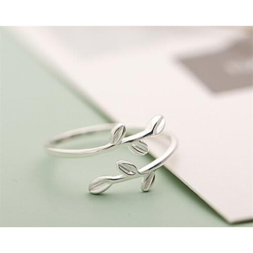 New Arrival Hot Sale Simple Korean Ring Jewelry Plant Leaf Adjustable Fashion Ethnic Rings Lady Bridal Sets