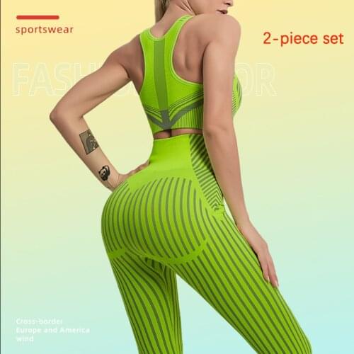 Yoga Clothing Two Piece Female Seamless Hip Lifting Tight Fitting Fitness Suit Bra Running Sports Vest Jogger Leggings Women