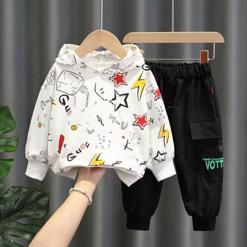 2021 Autumn Baby Girls Boys Clothing Sets Kids Cotton Hooded T Shirt Pants Children Casual Sportswear Infant Clothes Outfit