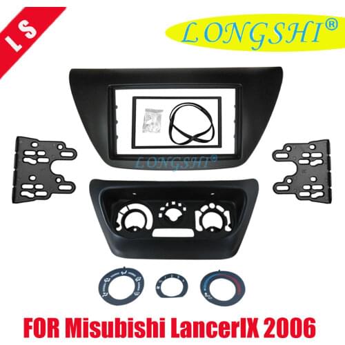 2 Pcs lot AC Control Accessories Panel + Car Radio Fascia for Mitsubishi Lancer IX 2006 Center Control DVD Player Frame Trim Kit