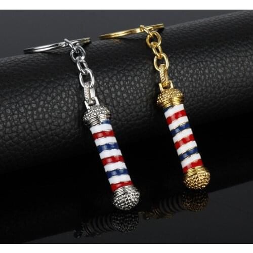 Barber Shop Pole 3D Barber Pole Key Chains Fashion Jewelry Accessorie Choker Keychain Hip Hop Barber Pole