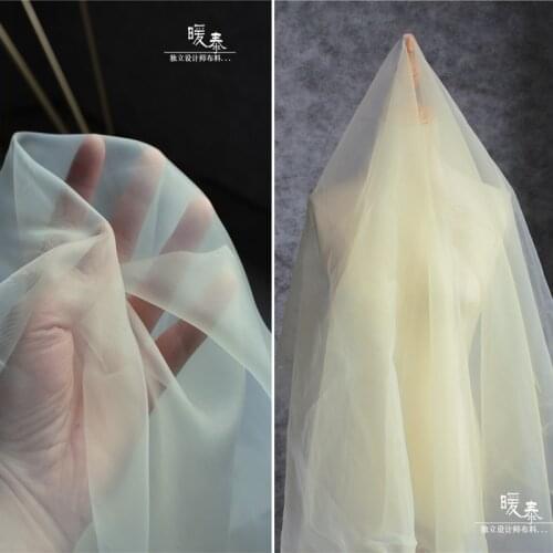 Pearlescent Tulle Fabric Organza Beige Smooth DIY Veil Background Decor Fluffy Skirt Wedding Dress Gown Lace Designer Fabric