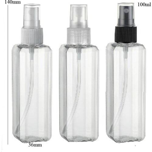 24 x 100ml Square Clear Empty Square Plastic Perfume PET Mist Sprayer Packaging with Plastic Spray