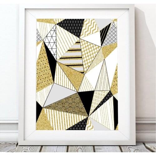 Posters and Prints Canvas Triangles Abstract Gold Geometric Art Print Canvas Painting Nordic Wall Pictures For Living Room Decor