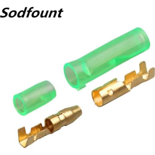 4.0mm Brass PVC sheathed green sheathed bullets male and female pairs of terminal wires butt connectors Crimp 0.2-1.5mm2