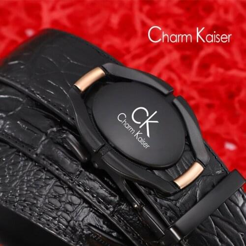 【 support custom brand licensing men belt crocodile grain leather buckle business belt leisure belt