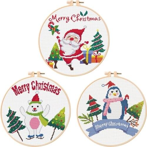 Christmas Cross Stitch Kit for Beginners, Modern Cross Stitch Starter Kits, Cross Stitch Set, Craft Kit, English Description