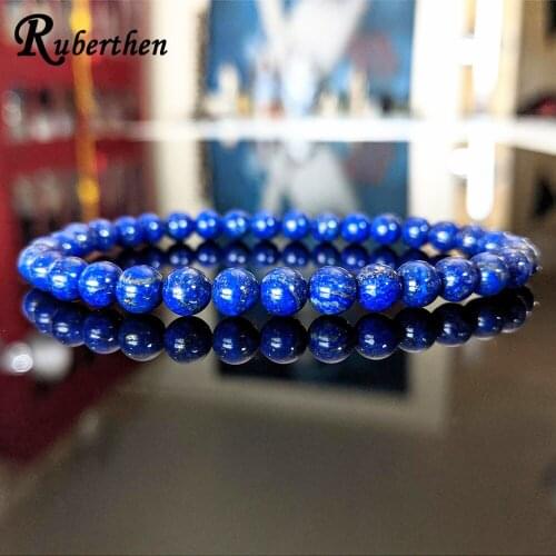 Ruberthen 2A+ Garde Natural Lapis Lazuli Bead Bracelet for MEN No Dyes Treatment Natural Energy Gem stone Bracelet