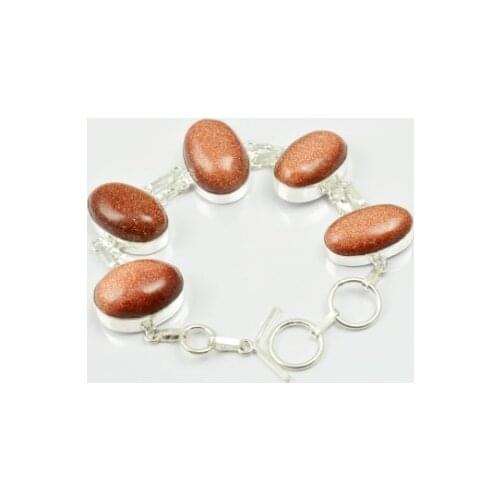 Sun Stone Bracelet Silver Overlay over Copper , 21 cm, B2271
