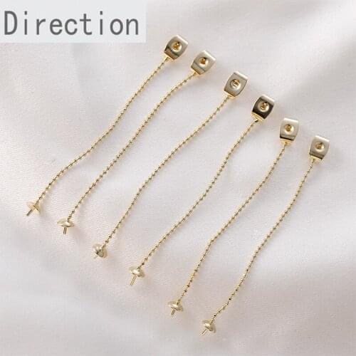 Custom 14K package gold small gold bead chain tassel chain pearl earring pendant diy earpiece hand-made material accessories