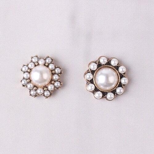 5 Pcs/Lot Rhinestone Pearl Flower Plate Diamond Button Jewelry Scarf For Hair Accessories Sewing Decorative Clothing Coat