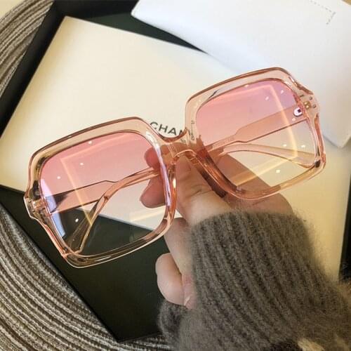 Luxury Brand Pink Square Sunglasses Women 2020 Fashion Driving Gradient Oversize Sun Glasses Female Lady Men Shades Accessory