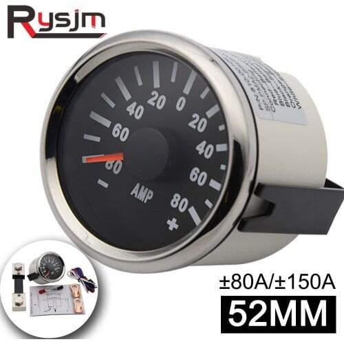 Universal Car boat 52mm AMP Current Meter Gauge Amperemeter Marine Meters 9-32v red backlight for motorcycle Auto Yacht 80A/150A