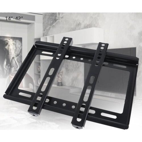 Universal Thin 18KG Black TV Wall Mount Bracket Flat Panel TV Frame with Gradienter for 14-42 Inch LCD LED Monitor Flat Pan