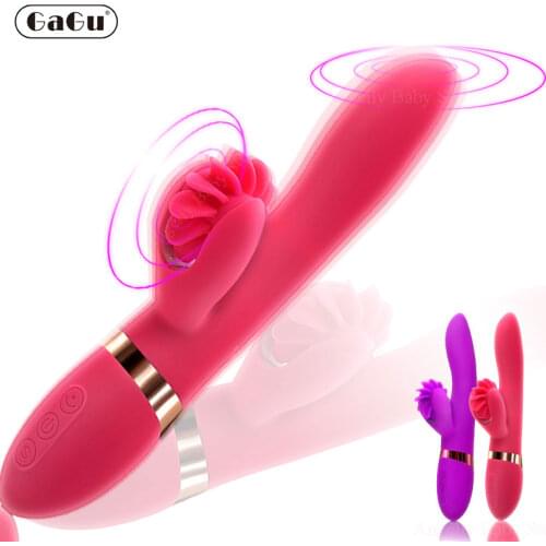 GaGu Female Masturbator 7 Speeds Heating Dual Vibrator Silicone Clitoris Stimulate G Spot Dildo Vibrating Adult Sex for Woman