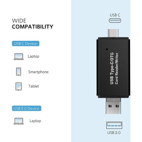 High-speed Type C micro USB USB 2.0 OTG Micro SD SD Card Writer 3 In 1 OTG Card Reader for Android Computer Extension Headers