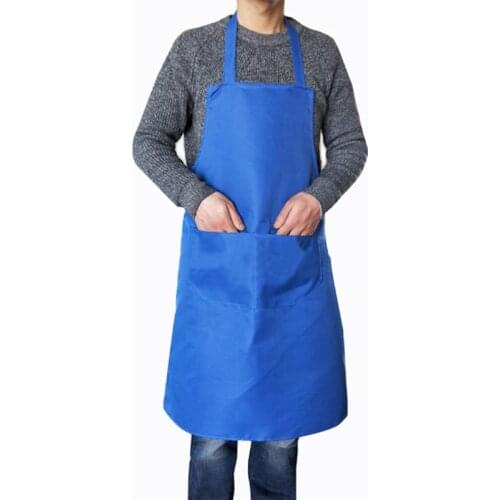 1pcs Big Sizes Adult Pure Color Kitchen Apron for Women Men 2019 New Double Pocket Polyester Cloth Household Chef Cooking Apron