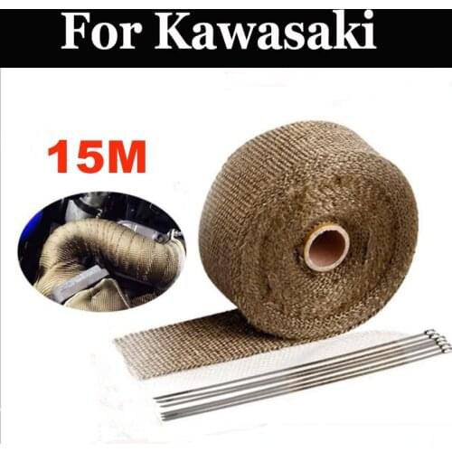 15m Titanium Exhaust Heat Wrap Roll For Motorcycle Fiberglass Heat Shield For Kawasaki Ninja 250r 500r 650r S1 250 S2 350 S3 400