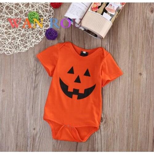 2020 Fashion New Baby Girl Children Toddler Orange Simile Design Bodysuit Jumpsuit Playsuit Girls Bodysuits Playsuits Clothing