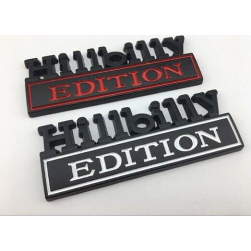 3D Black Metal HILLBILLY EDITION Emblem Auto Trunk Fender Badge Decals Stickers Car Accessories