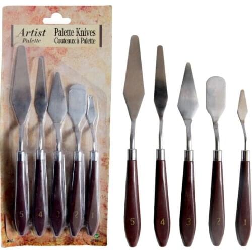 5pcs Optimal Plastic Handle Oil Paint Tinting Scraper Stainless Iron Oil Painting Shovel Painting Tinting Tool Draw Art Supplies