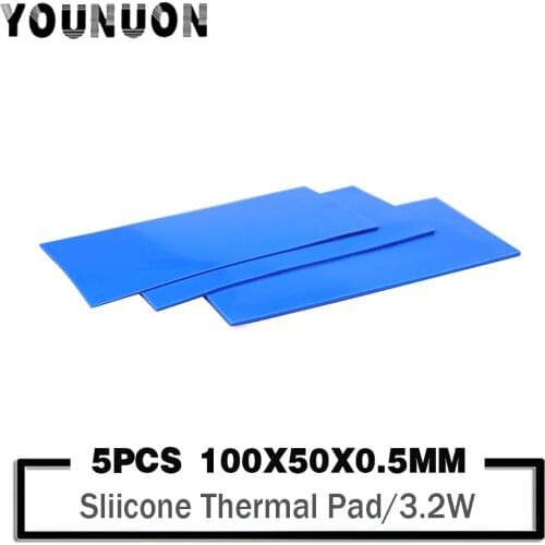 5PCS 100mmx50mmx0.5mm GPU CPU Heatsink Cooling Conductive Silicone Pad 100x50x0.5mm Thermal Pad