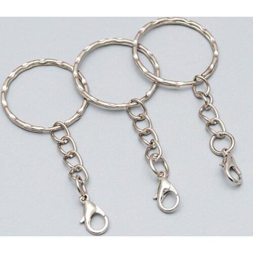 50Pcs 25mm Chain Circle Keychain Rings Metal Lobster Clasp DIY Keyring Jump Rings Jewelry Making