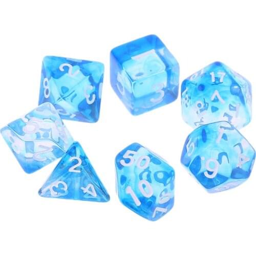 7pcs Transparent Sided Dice D4 D6 D8 D10 D12 D20 Dungeons & Dragon D&D RPG Poly Table Board Game Set