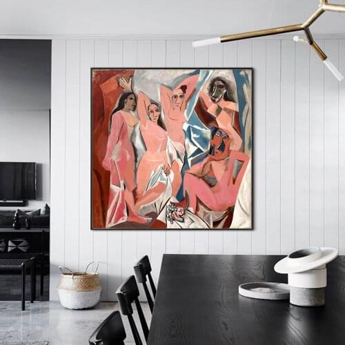 Abstract Avignon Girl Canvas Painting Picasso Works Figure Wall Art Posters and Prints for Living Room Wall Aisle Picture Decor