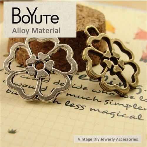BoYuTe (50 Pieces/Lot) 24*28MM 2 Colors Fancy Zinc Alloy Materials Metal Flower Pendants for Jewelry Making Diy Handmade