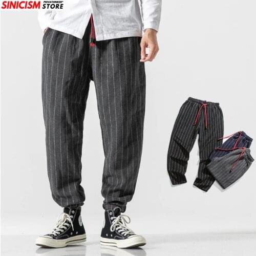 MrGoldenBowl Store Autumn Slim Harem Pants Male Causal Plaid Pockets Pants 2020 Elasticity Cotton Pants Mens