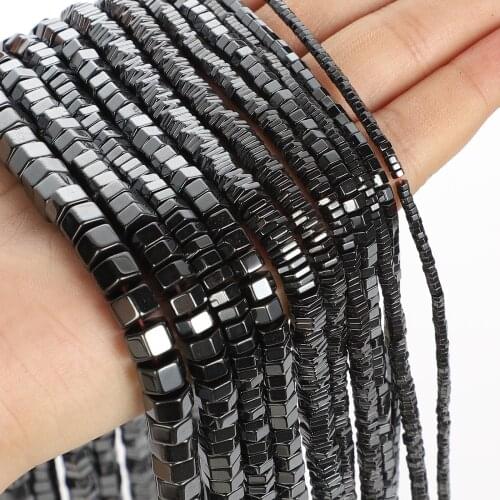 Hexagon Black Hematite Natural Stone Beads Round Loose Beads For Jewelry Making DIY Bracelet Necklace Accessories Beads 6-20mm