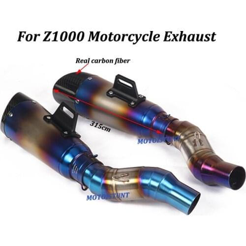 Double Muffler For Kawasaki Z1000 Motorcycle Exhaust Escape Modified With Middle stainless steel Link Pipe Slip on