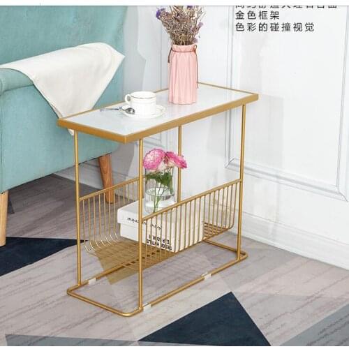 Boreal Europe is contemporary and contracted bedroom bedside table marble small tea table iron art bedside table sofa is light a