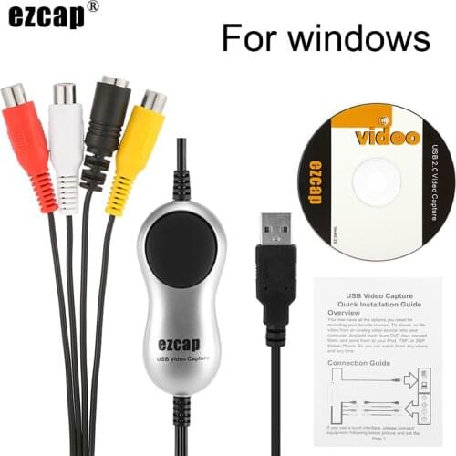 Ezcap170 Video Capture Card HD Video Converter Recorder USB 2.0 DVD VHS DVR Camera Video Audio Recording for Windows 10 8.1 7 PC
