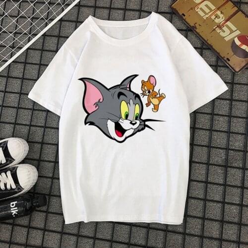 Tom and Jerry Cartoon Cat And Mouse T-shirt Cartoon Surrounding Loose Short Sleeve Clothes Boys And Girls Wear Short Sleeves
