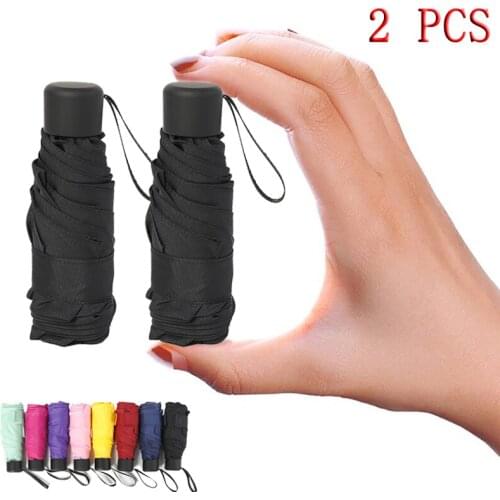 2 PCS 180g Small Fashion Folding Umbrella Rain Women Men Mini Pocket Parasol Girls Anti-UV Waterproof Portable Travel UMBRELLAS