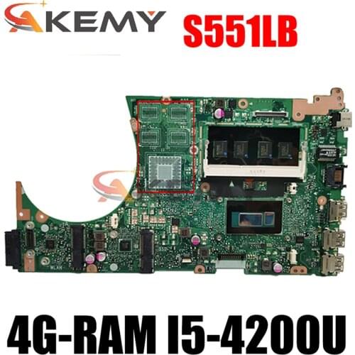 Akemy S551LB Laptop motherboard for ASUS VivoBook S551LA S551LN S551L R553L original mainboard 4G-RAM I5-4200U GM